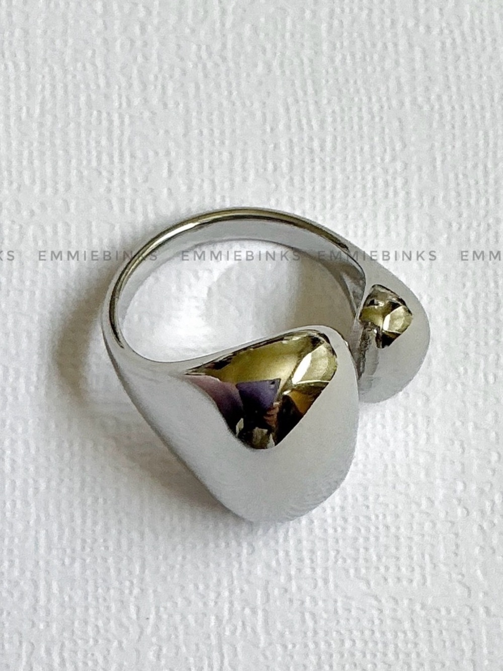 New Anthropologie Silver Molten Metal Monochrome Luxury Statement Ring